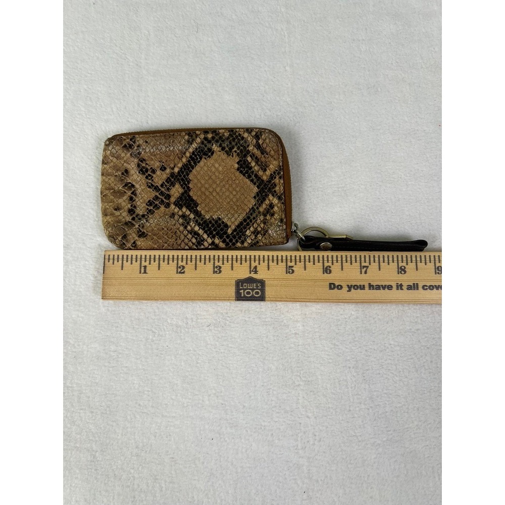 VTG Longchamp Coin Purse Brown Good Snakeskin Embossed Leather Zip Quiet Luxury - Picture 2 of 4